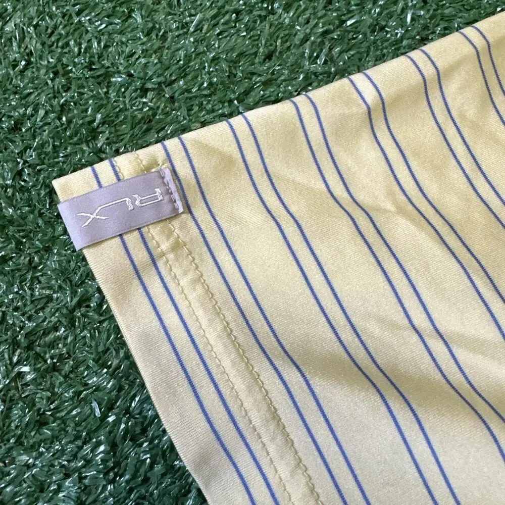 RLX Ralph Lauren Athletic Polo Shirt Men’s Large Yellow Blue Striped Stretch Fit